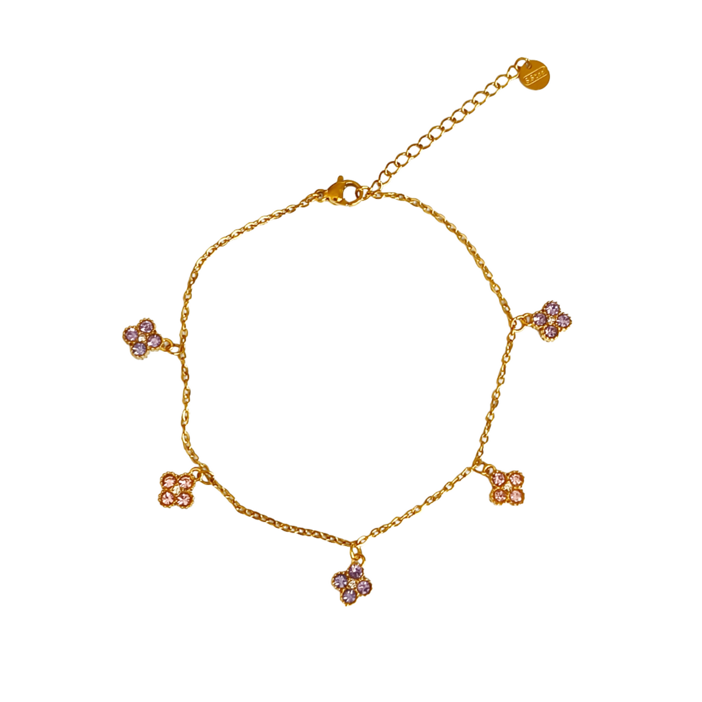 Bracelet de cheville SHAINA gold/rose et lilas