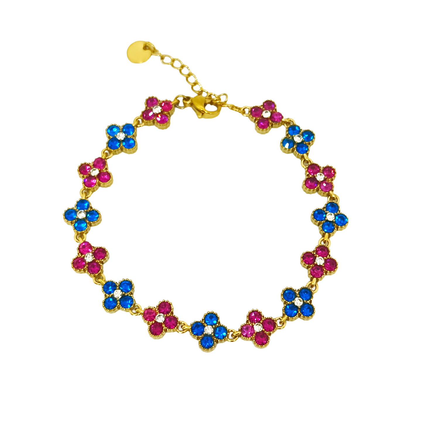 Braclet MAHINA gold/ bleu électrique & rose bonbon