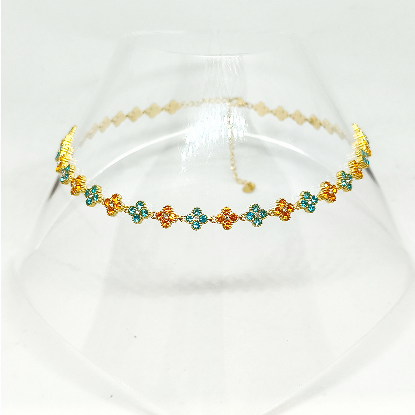 Collier MELANIA bleu clair & orange