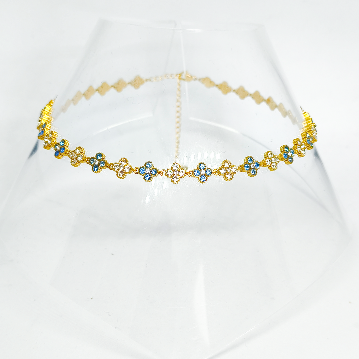 Collier MELANIA gold/bleu gris et blanc