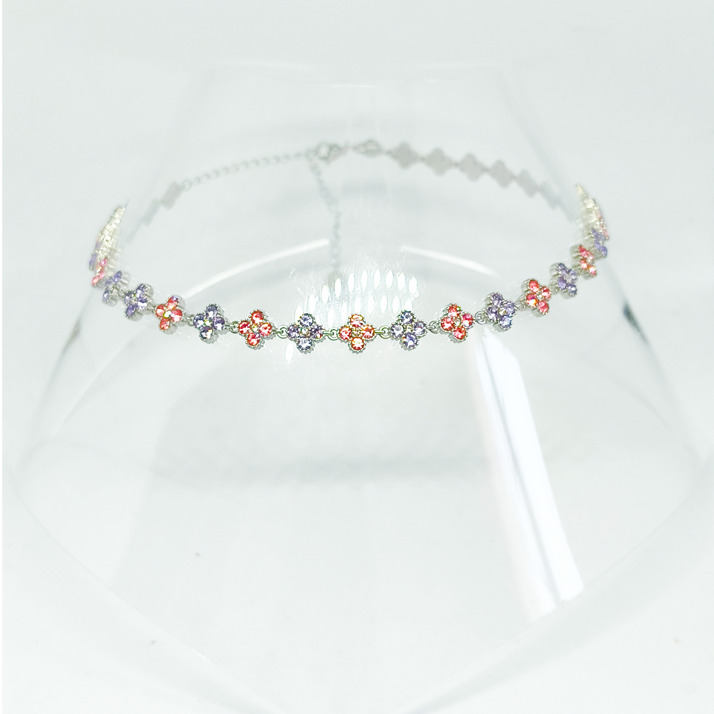 Collier MELANIA sylver/lilas rose