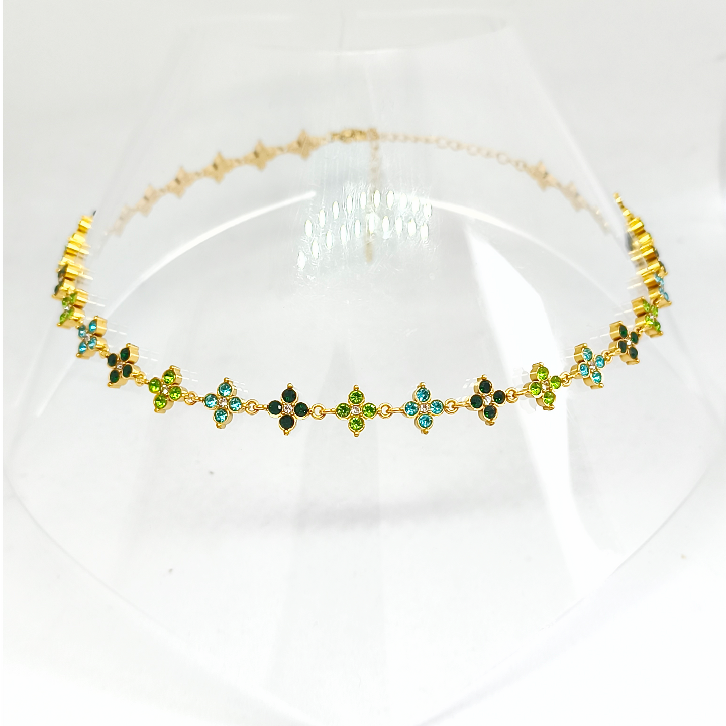 Collier ALICIA gold/ vert et bleu