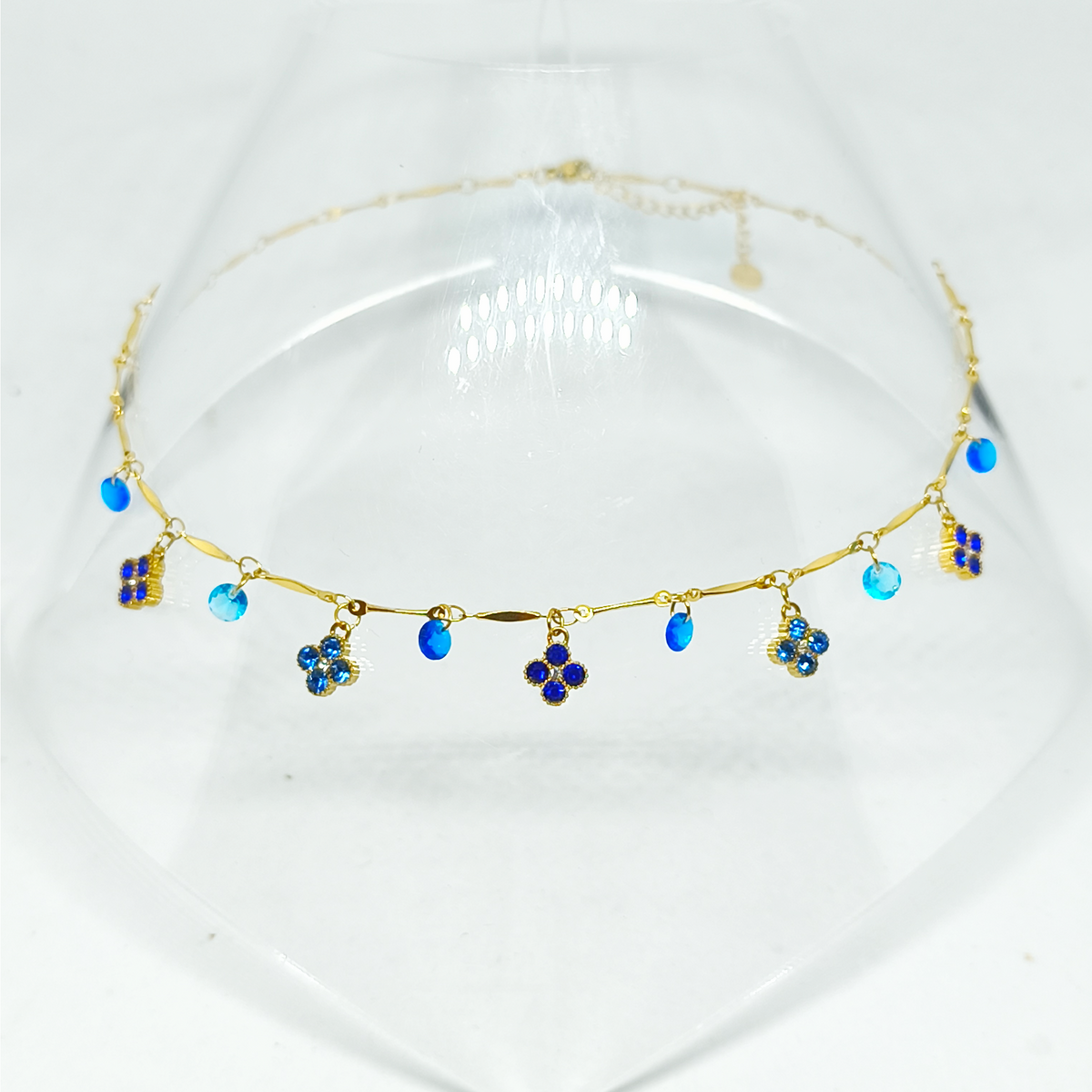 Collier Zoé gold/bleu