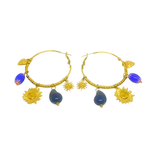 Boucles d'oreilles ALAÉ gold/bleu
