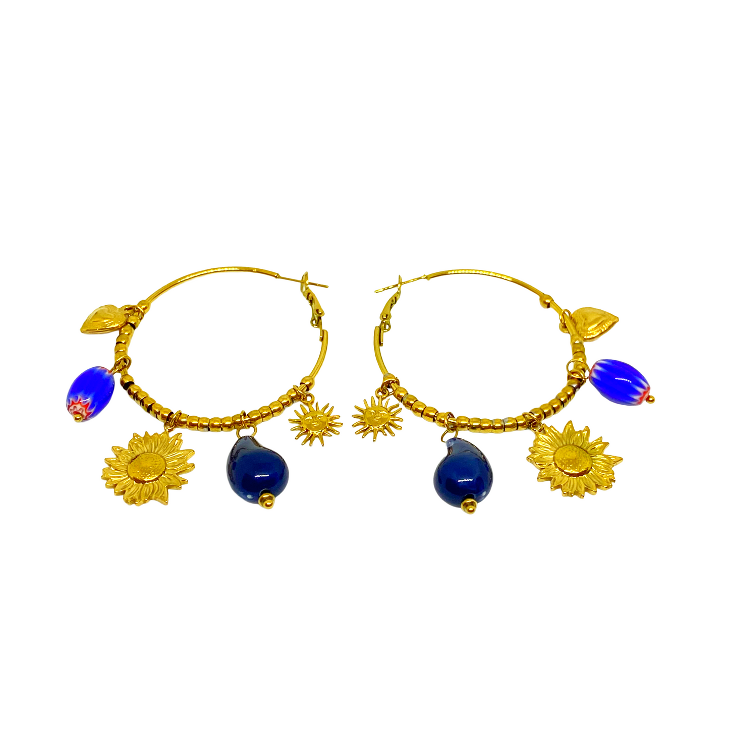 Boucles d'oreilles ALAÉ gold/bleu