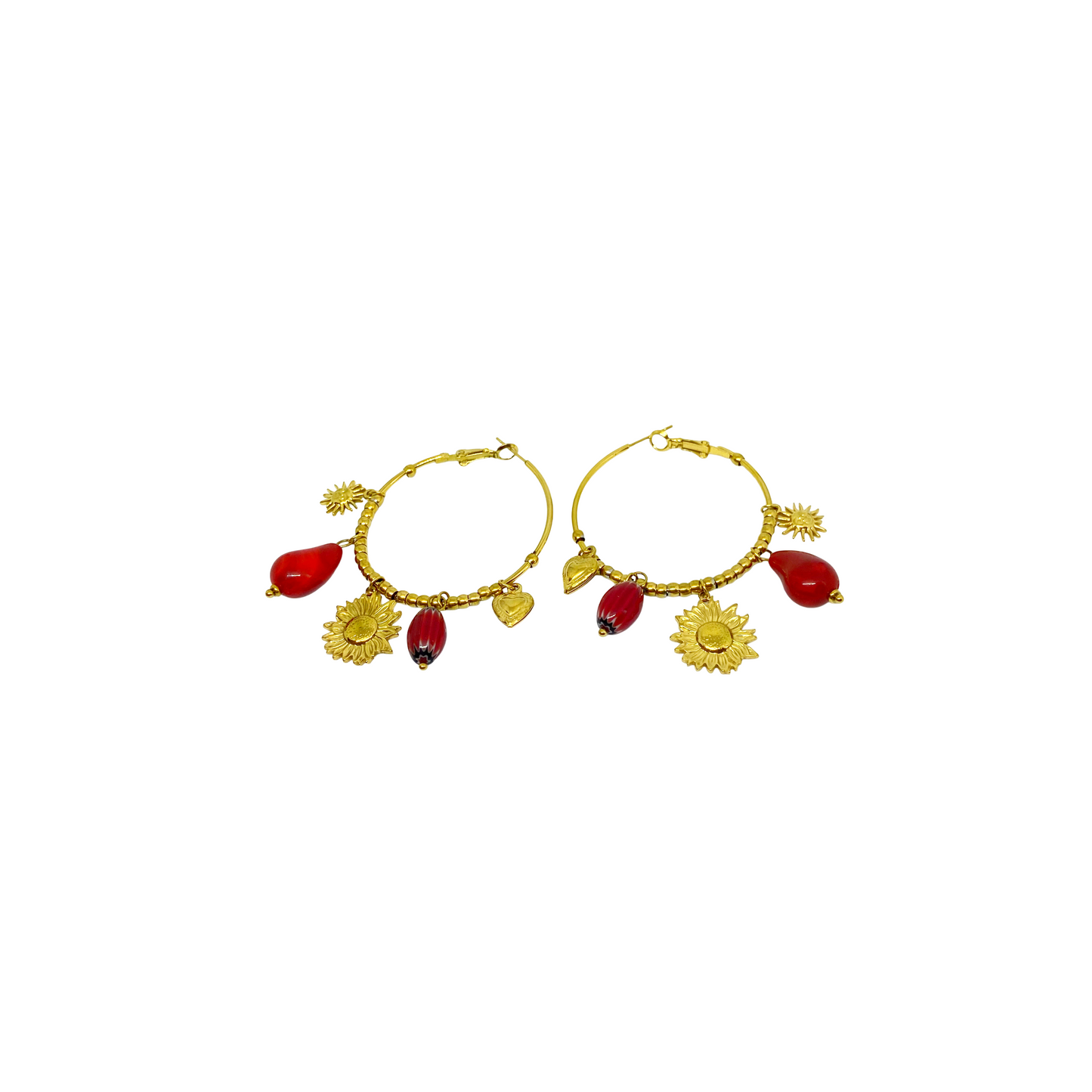 Boucles d'oreilles ALAÉ gold/bordeaux
