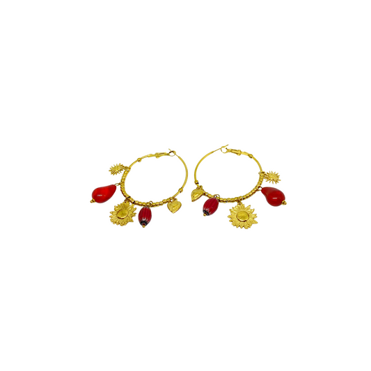 Boucles d'oreilles ALAÉ gold/bordeaux