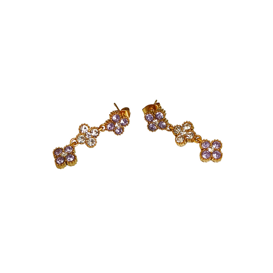 Boucles d'oreilles ANGE gold/ lilas et blanc