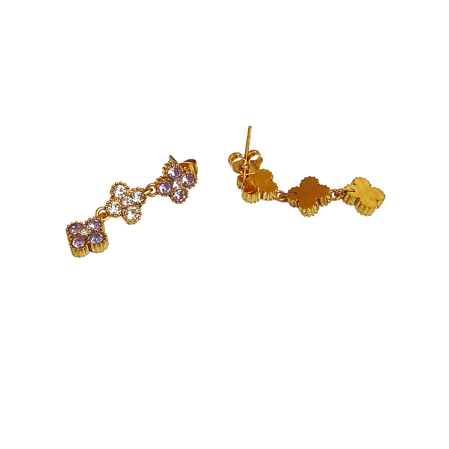 Boucles d'oreilles ANGE gold/ lilas et blanc