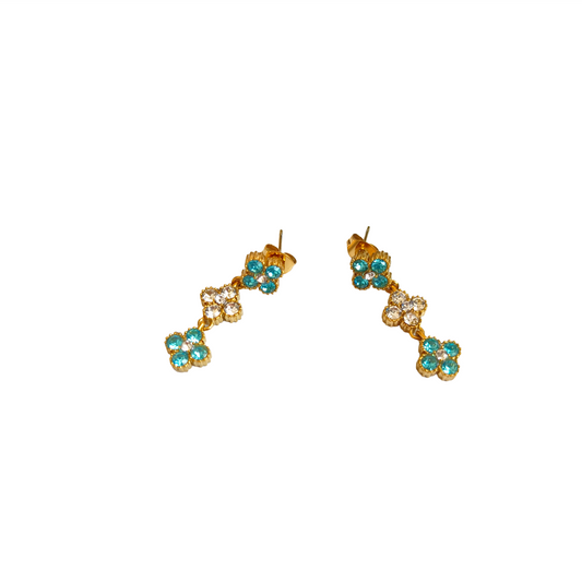 Boucles d'oreilles ANGE gold/ bleu et blanc