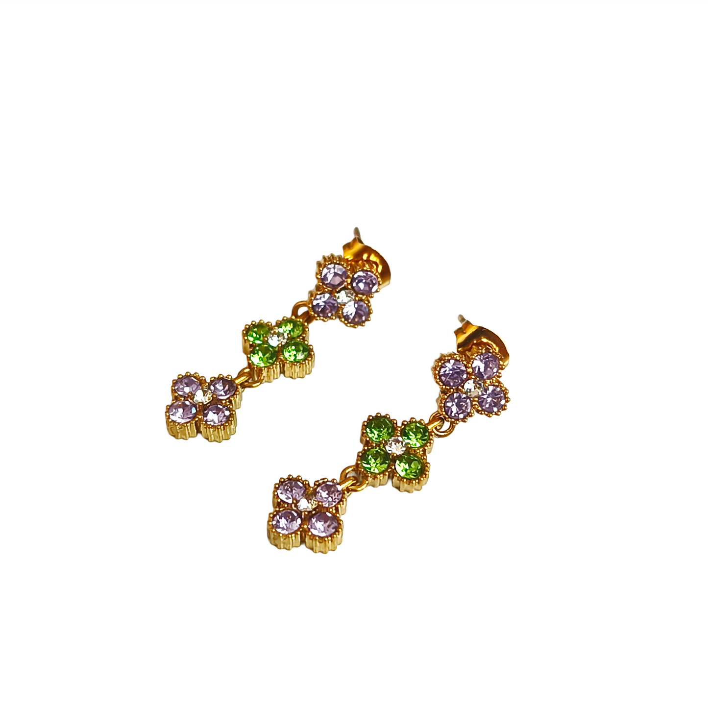 Boucles d'oreilles ANGE gold/ lilas & pistache