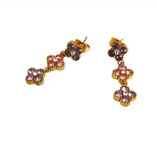 Boucles d'oreilles ANGE gold/ rose et violet