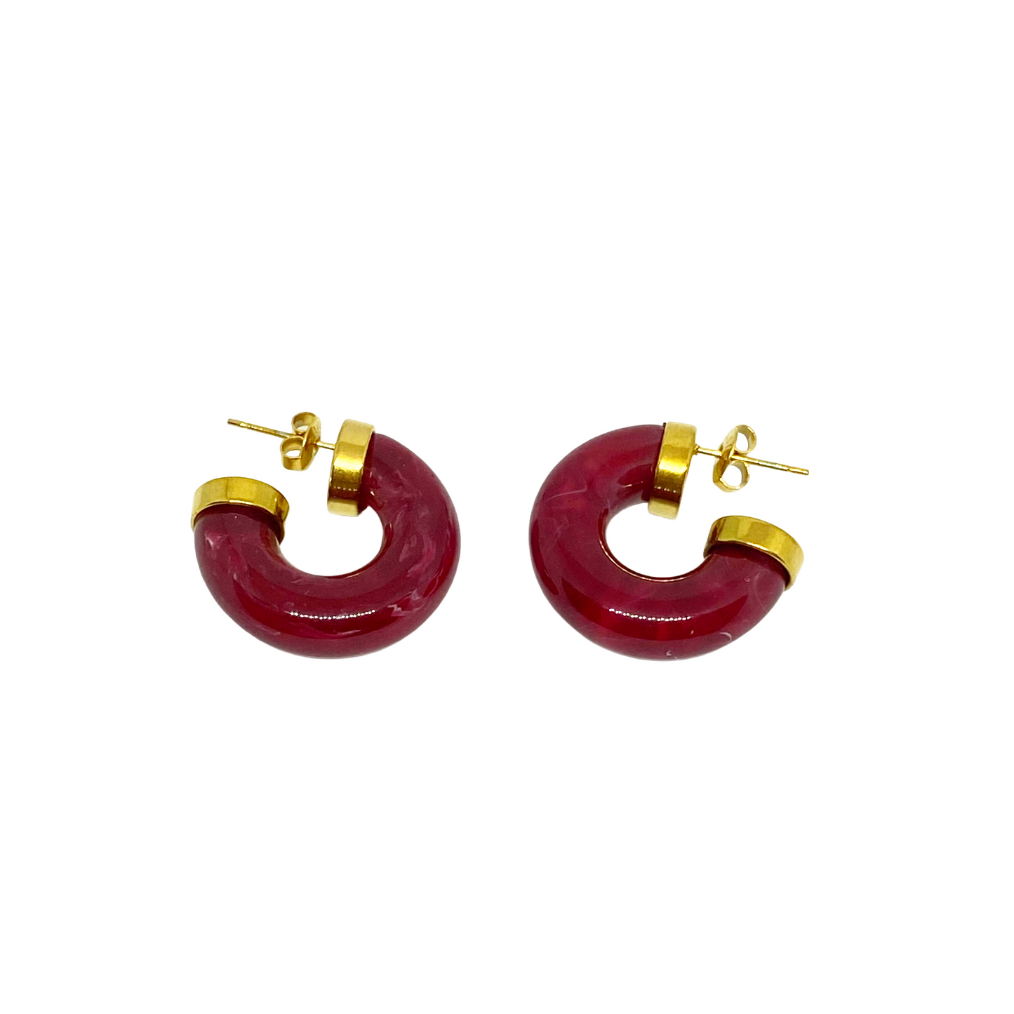 Boucles d'oreilles BEATA gold/bordeaux