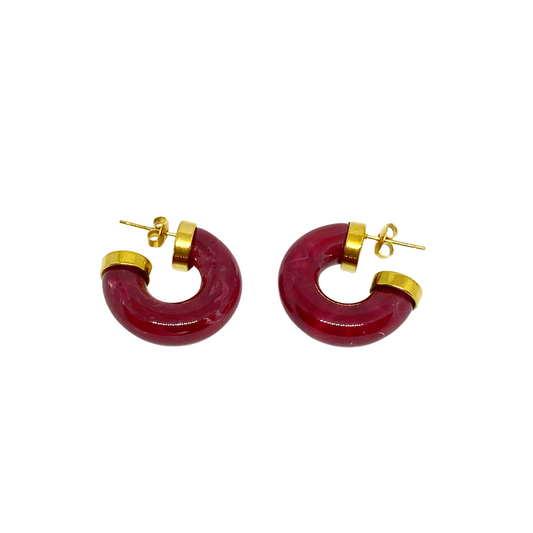 Boucles d'oreilles BEATA gold/bordeaux