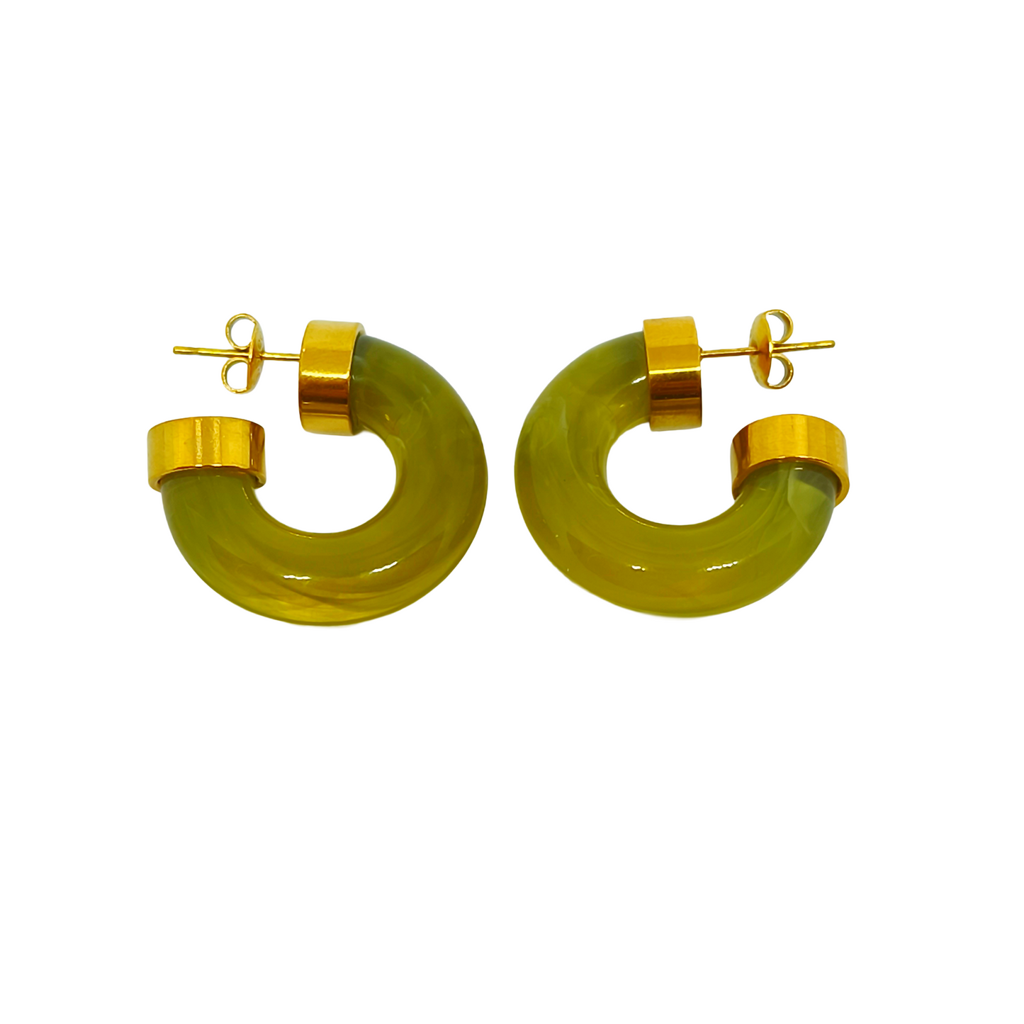Boucles d'oreilles BEATA gold/verte