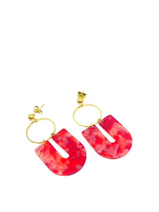 Boucles d'oreilles ENZA gold/rouge