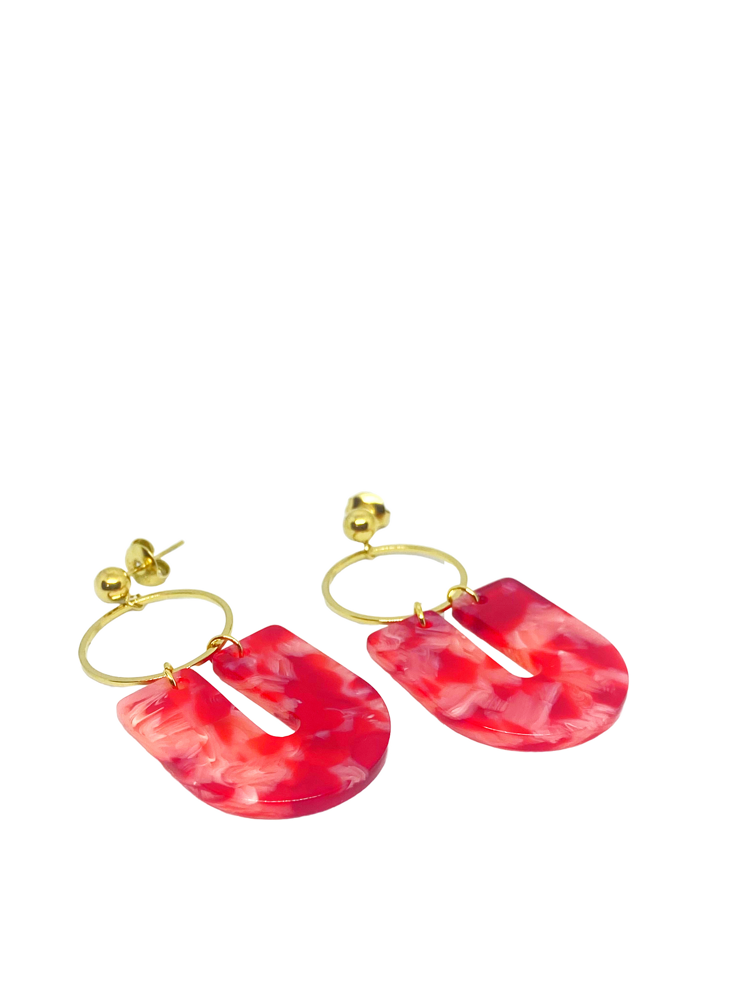 Boucles d'oreilles ENZA gold/rouge