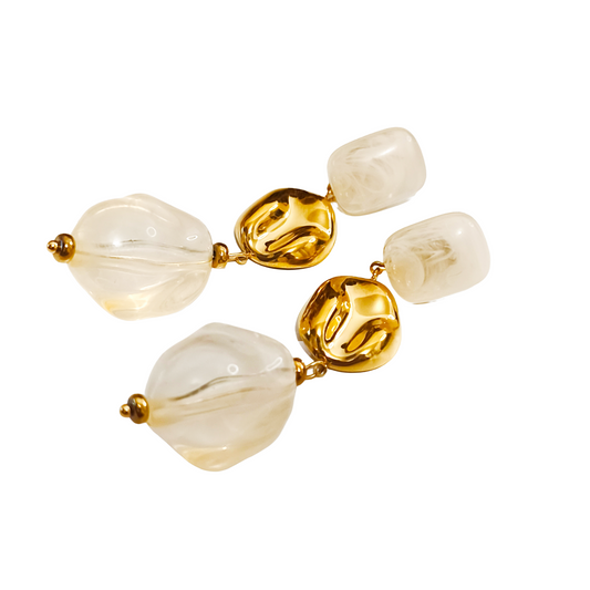 Boucles d'oreilles MANEL gold/blanc
