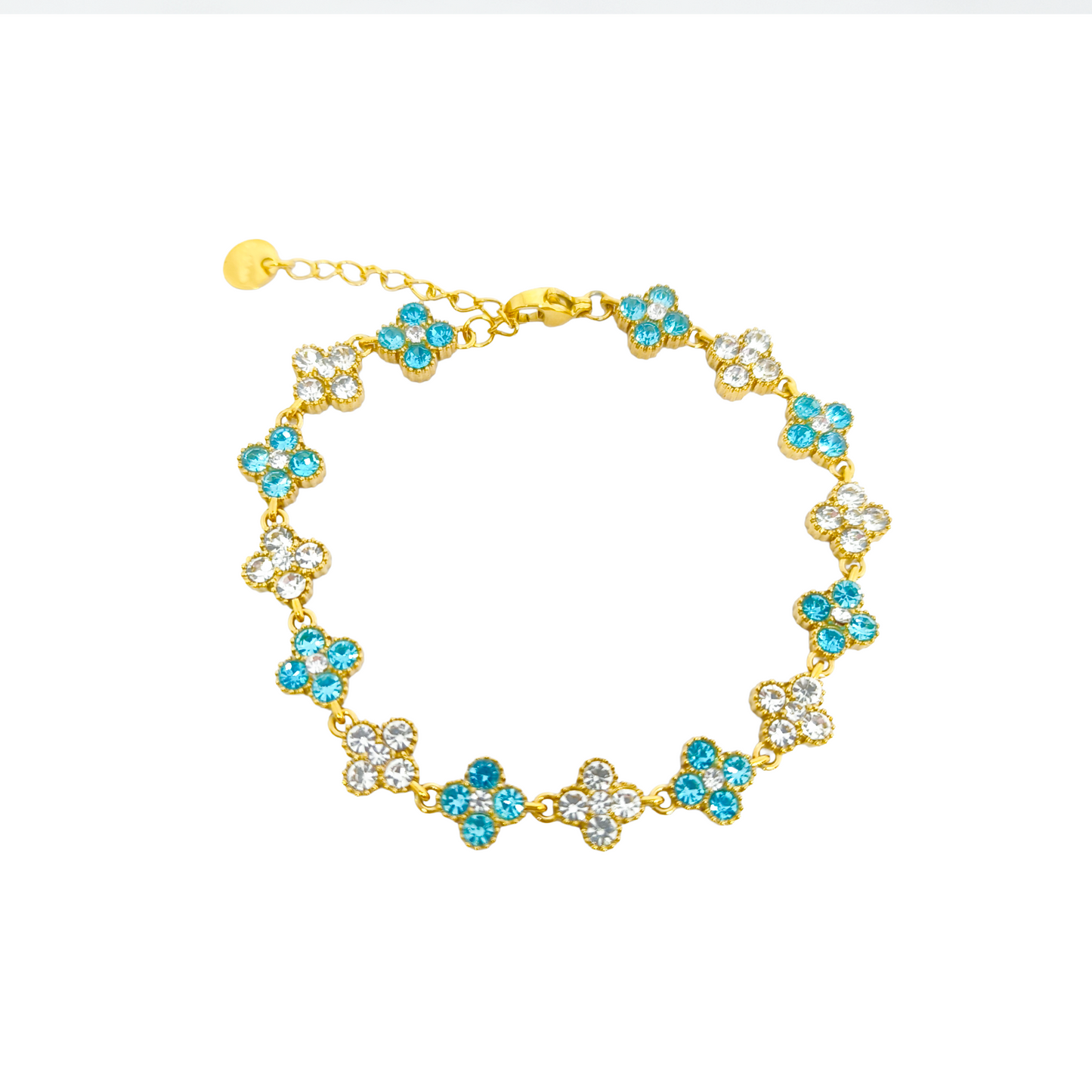 Bracelet MAHINA gold/ bleu clair et blanc