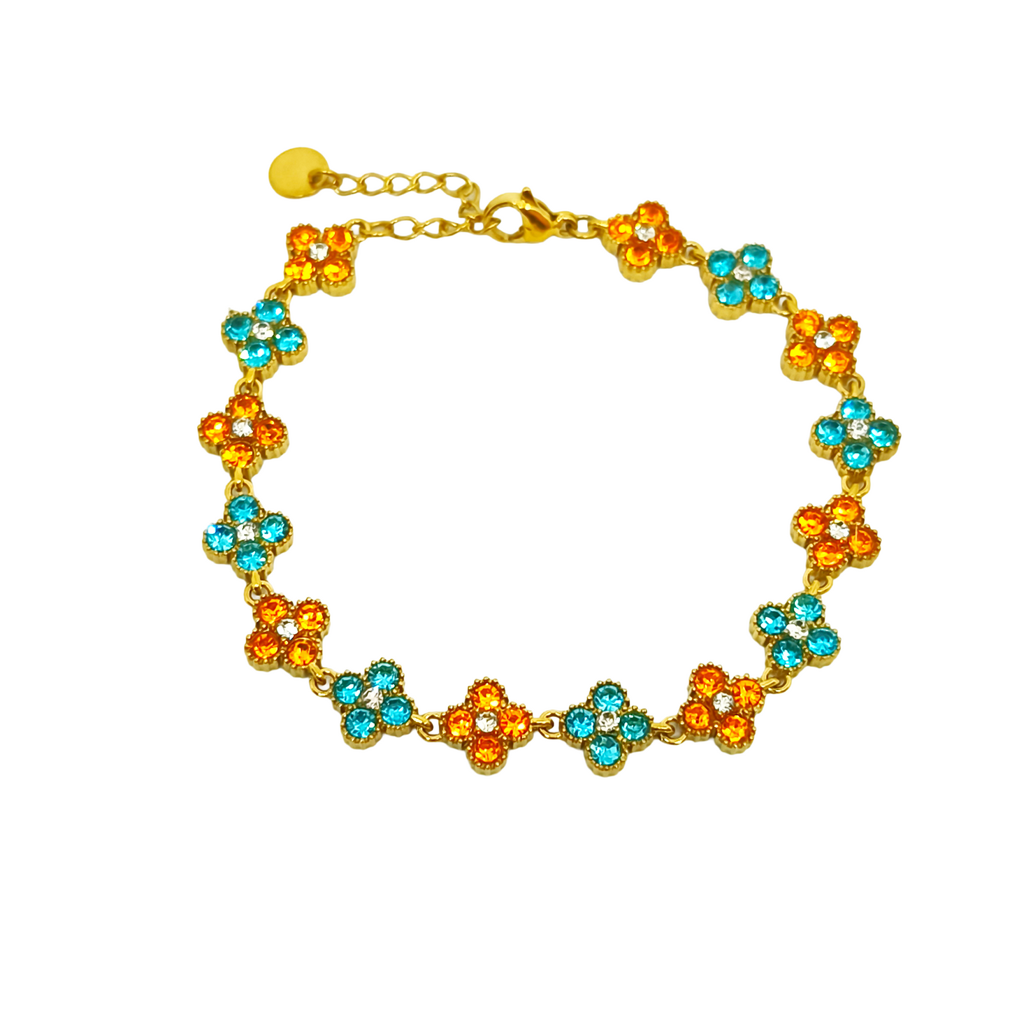 Bracelet MAHINA gold/ bleu clair & orange