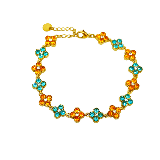 Bracelet MAHINA gold/ bleu clair & orange