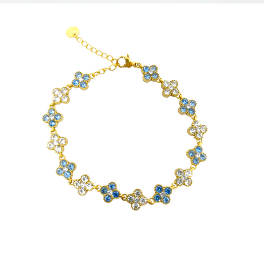 Bracelet MAHINA gold/ bleu gris et blanc