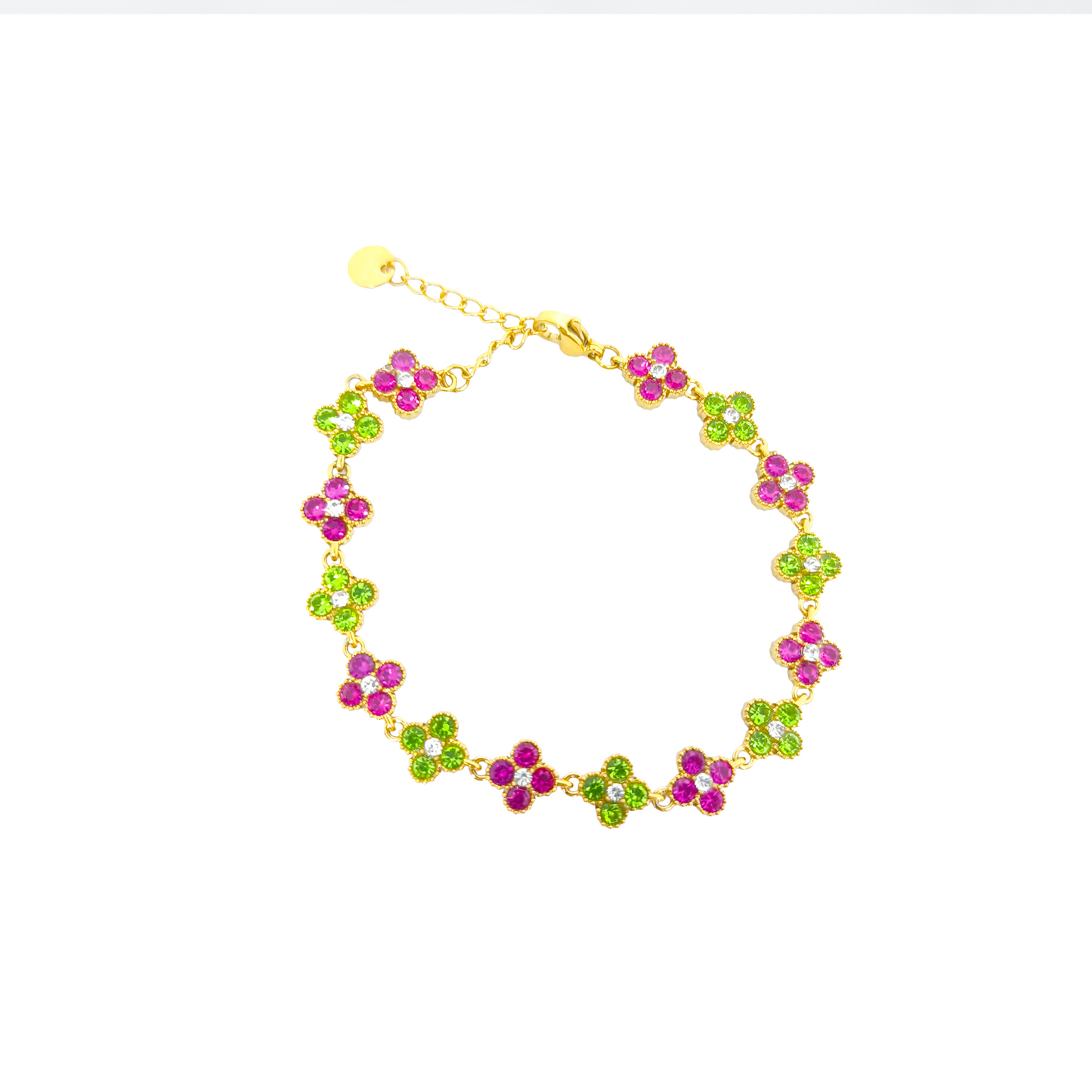 Bracelet MAHINA gold/pistache et rose bonbon