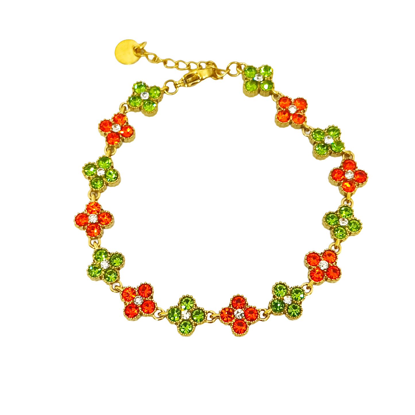 Bracelet MAHINA gold/rouge orangé & pistache