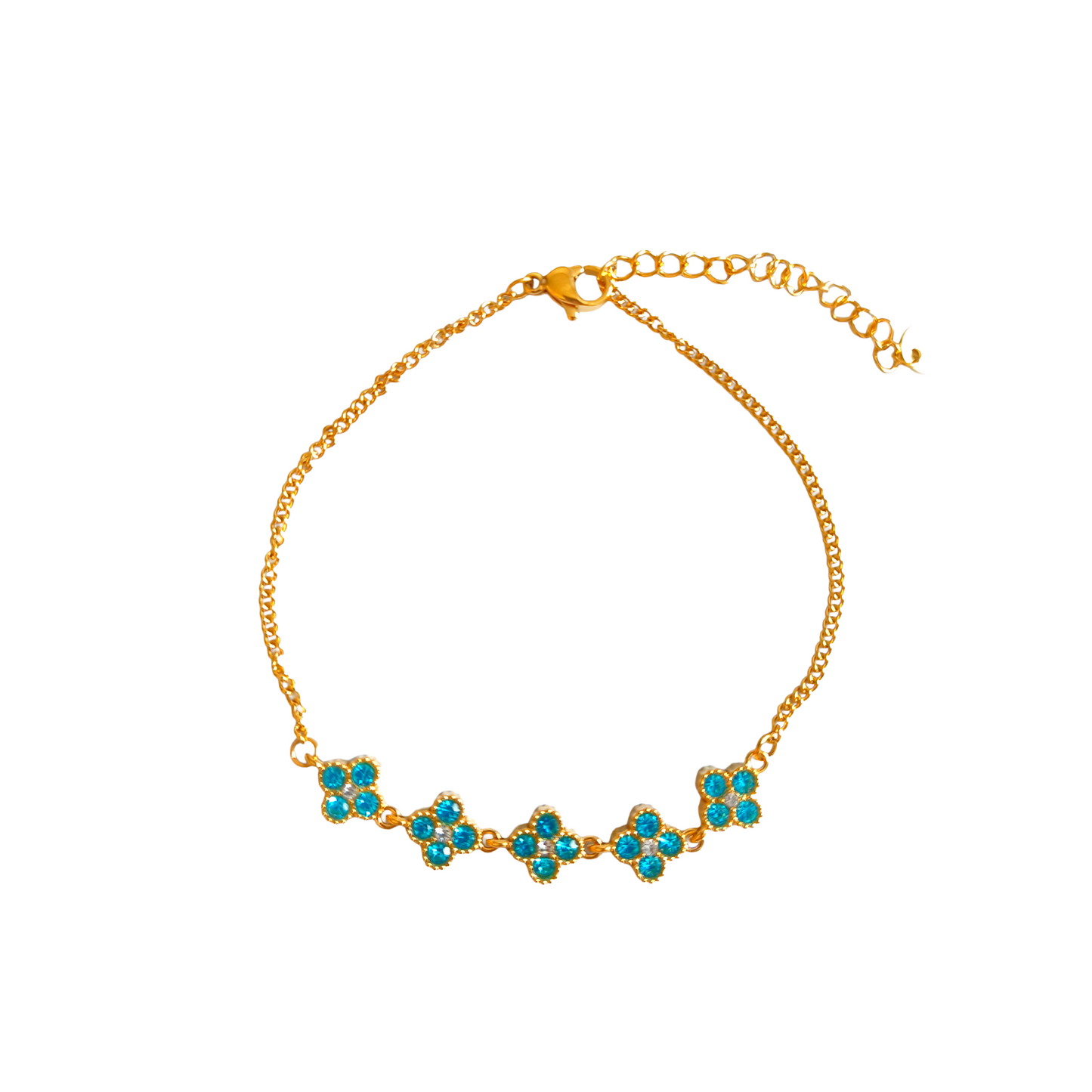 Bracelet de cheville LÉA gold/bleu clair