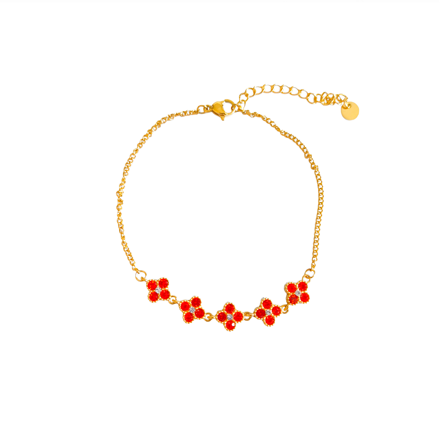 Bracelet de cheville LÉA gold/rouge orangé
