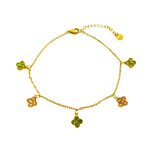 Bracelet de cheville SHAINA gold/pistache & champagne