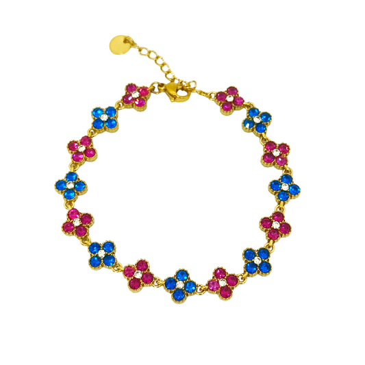 Braclet MAHINA gold/ bleu électrique & rose bonbon