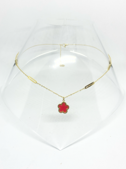 Collier CLÉMENCE gold/ rouge et noir