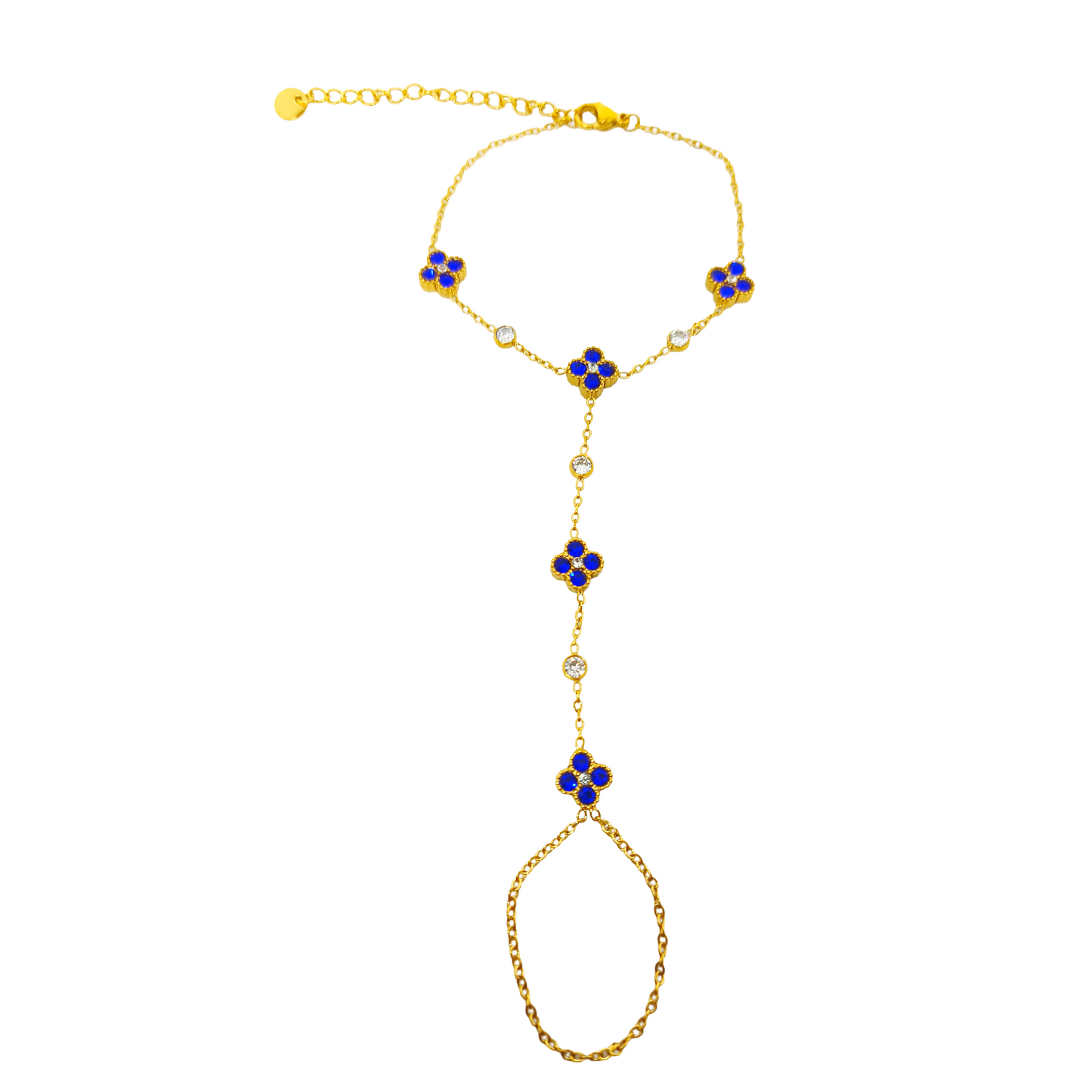 Chaine de main LOLA gold/bleu