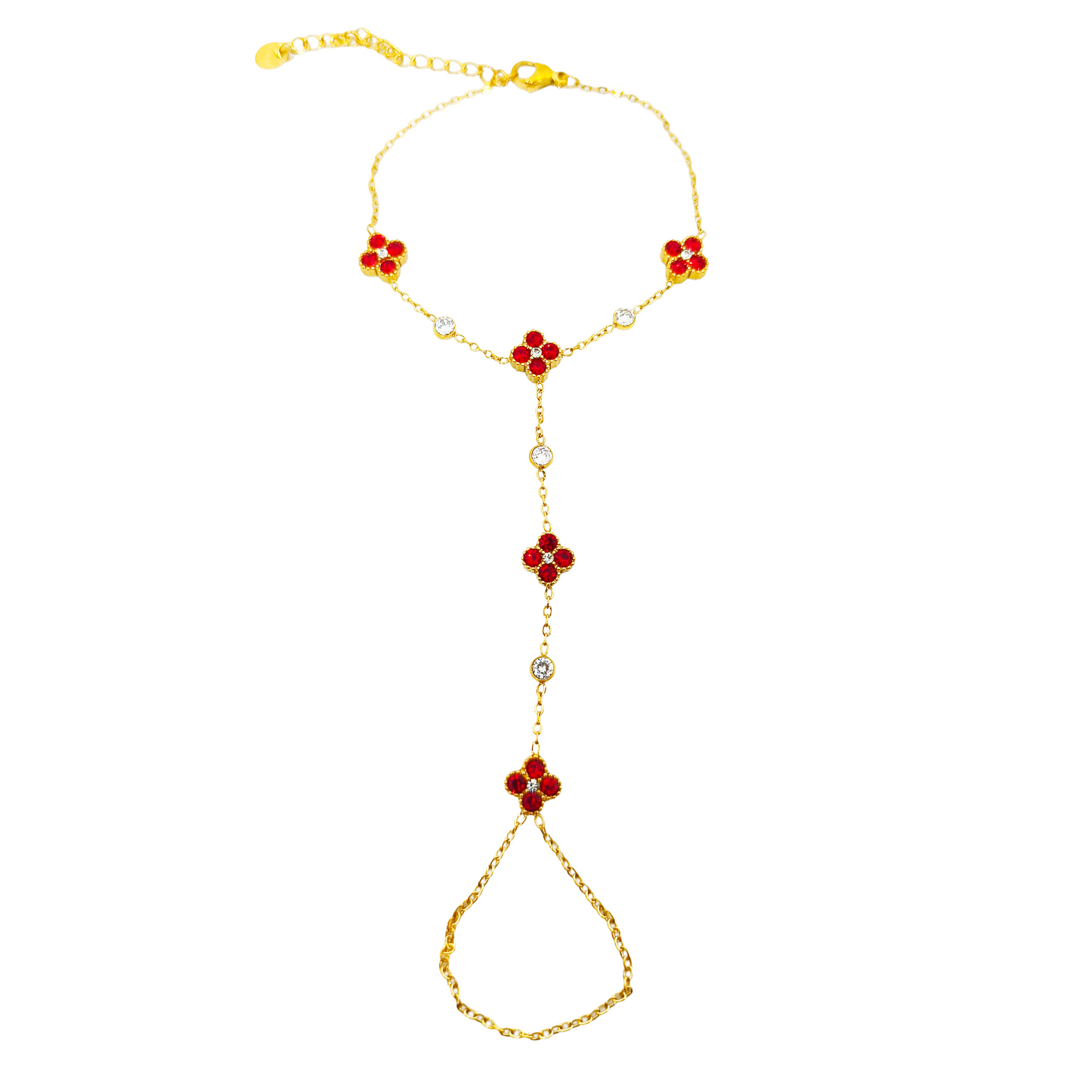 Chaine de main LOLA gold/rouge