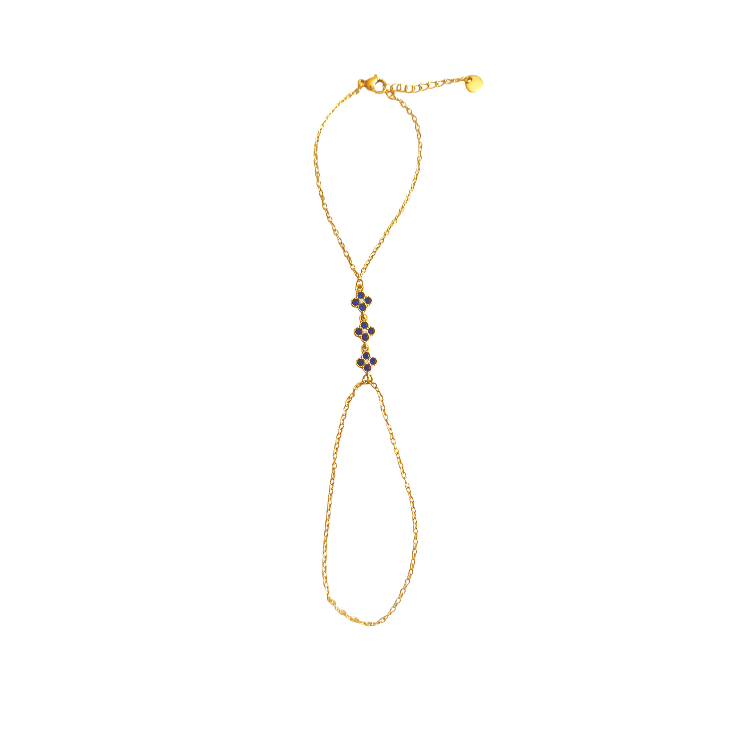 Chaine de main RITA gold/bleu roi