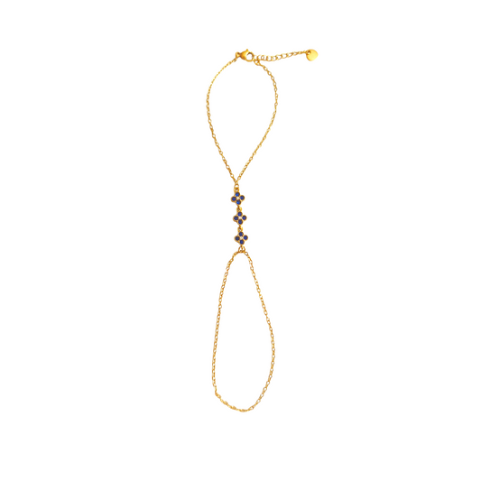 Chaine de main RITA gold/bleu roi