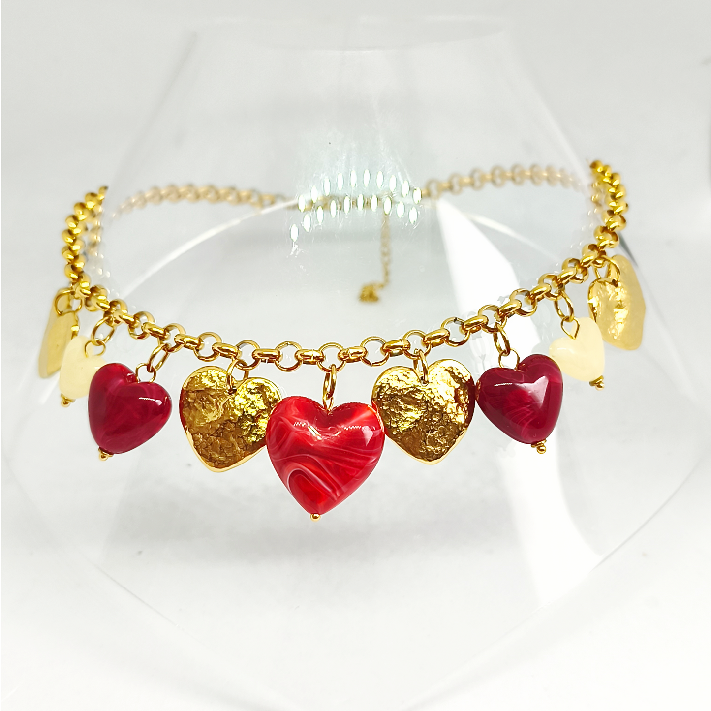 Collier AMBRE gold/rouge