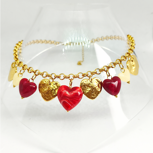Collier AMBRE gold/rouge