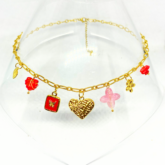 Collier BELINDA gold/rouge