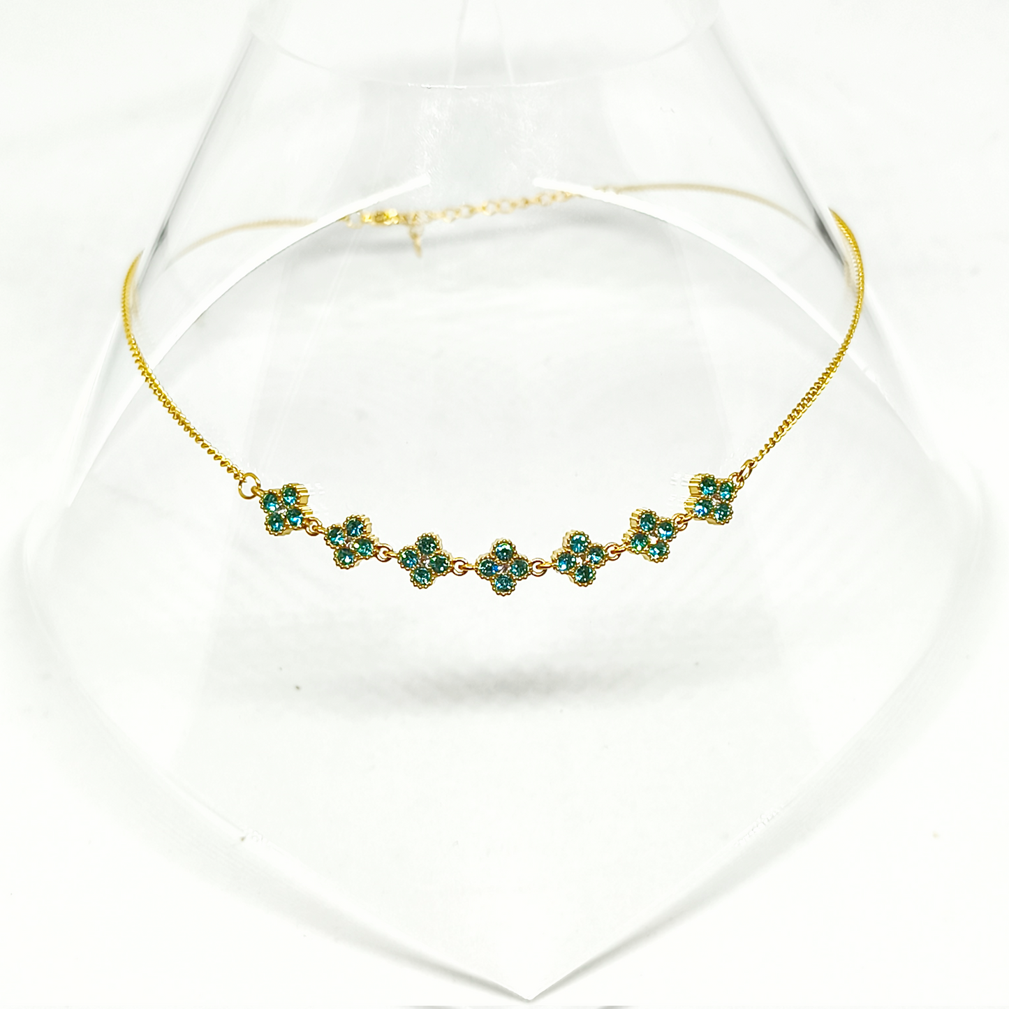 Collier EVA gold/bleu ciel