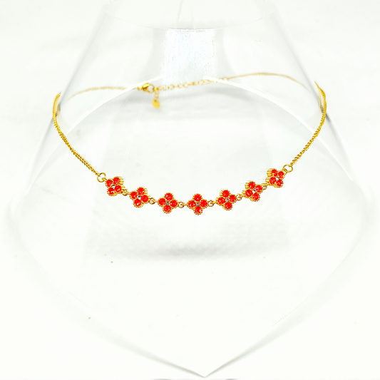 Collier EVA gold/rouge orangé