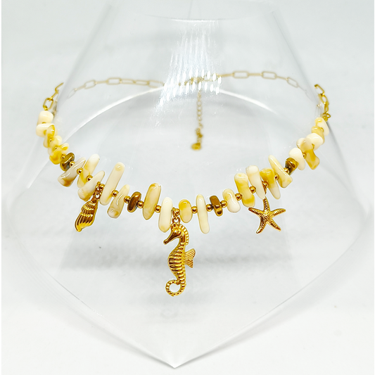 Collier HÉRA gold/blanc
