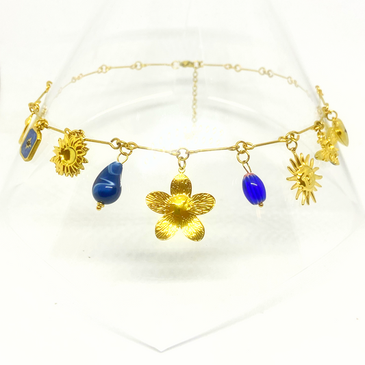 Collier LÉNORA gold/bleu