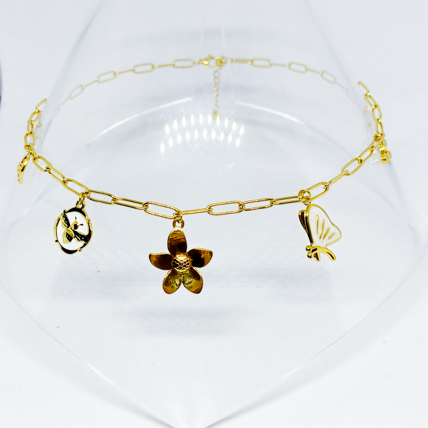 Collier LIA gold/blanc