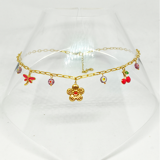 Collier LUCIANA gold/rouge