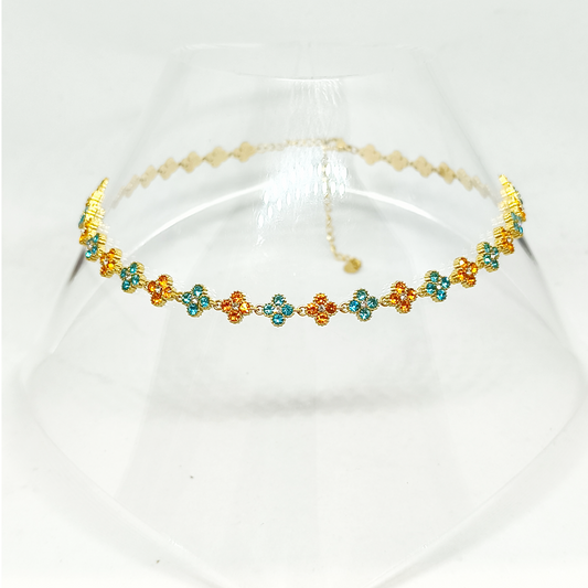 Collier MELANIA bleu clair & orange