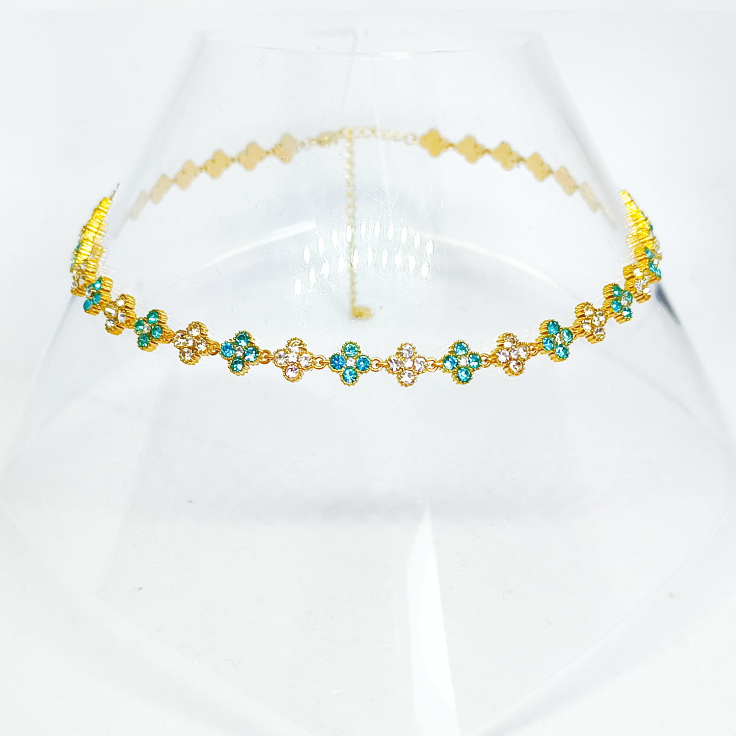 Collier MELANIA gold/bleu clair et blanc