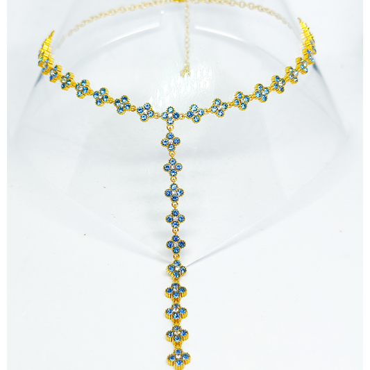 Collier TELMA gold/bleu gris