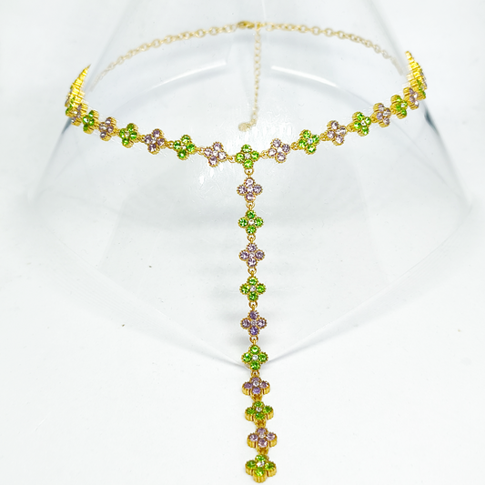 Collier TELMA gold/lila et pistache